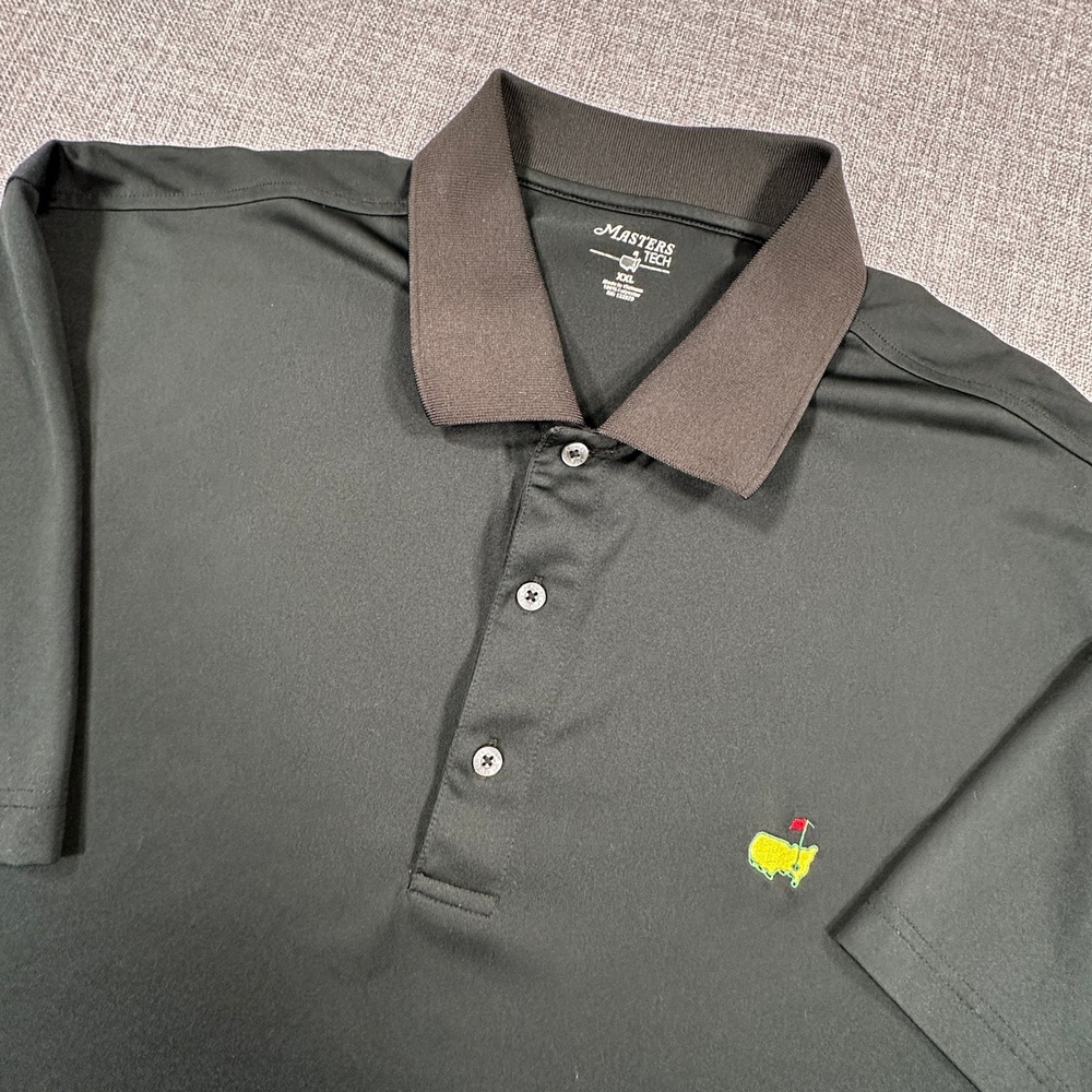 Masters Tech Polo Shirt Mens XXL Black Short Sleeve Golf Performance Augusta